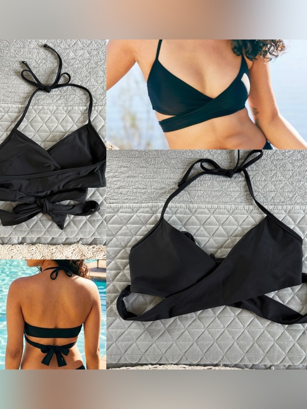 aerie Wrap Halter Bikini Top with Adjustable Straps